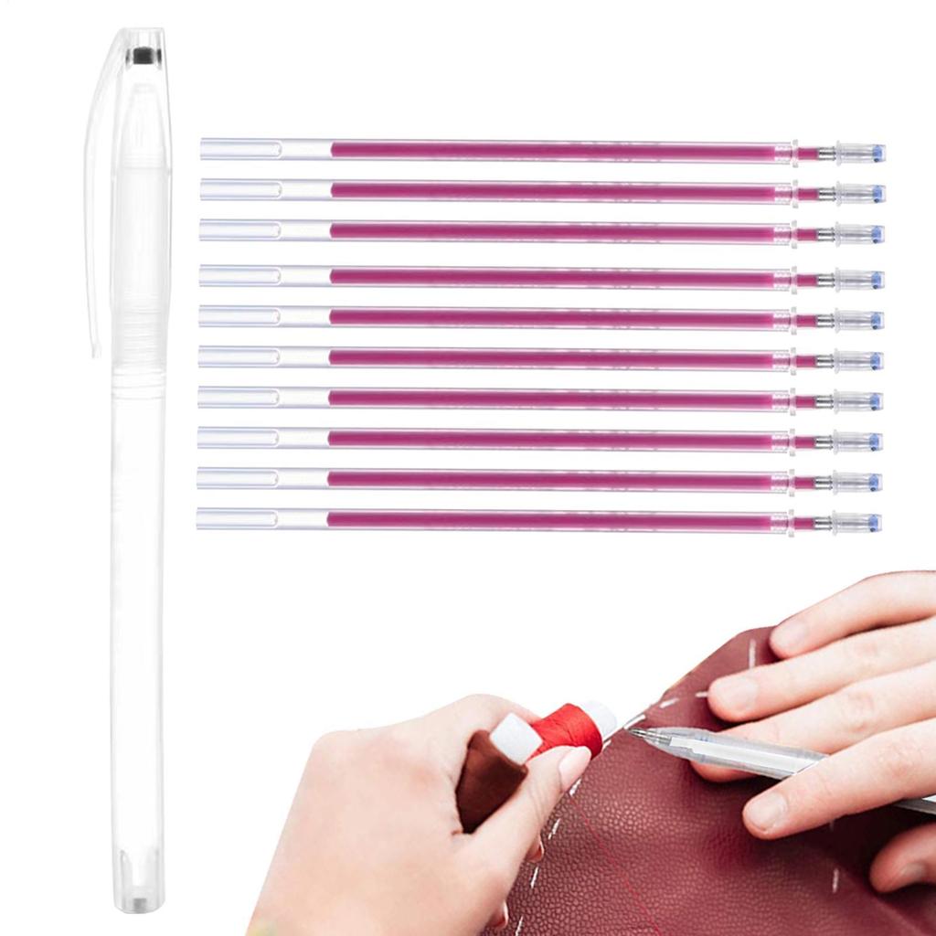 10pcs Heat Erasable Marker Pen Temperature Disappearing Fabric Pens Line DIY For Patchwork Fabric PU Leather Mark Sewing Tool