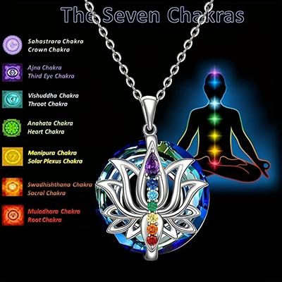 Chain Lotus Pendant Yoga Chakra Healing Stone Bar Necklace, Jewelry Couple Holiday Party Anniversary Gift Birthday Gift