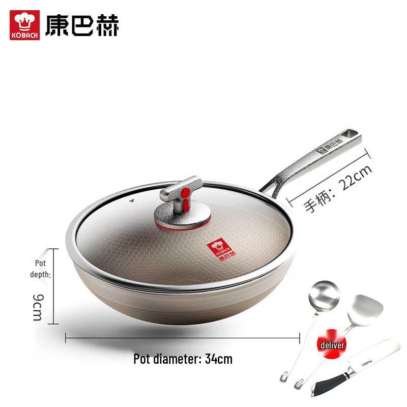 Kangbahe Top Chef Titanium Honeycomb Non-stick Wok Set