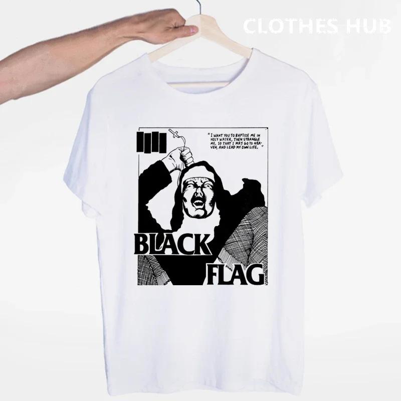 Black Flag T-shirt Summer O-Neck Short Sleeve Punk Rock Band Henry Rollins Large Bars Tshirt