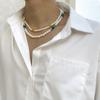 Versatile Autumn Winter New Double Layer Stacked Colorful Spliced Pearl Men's Necklace