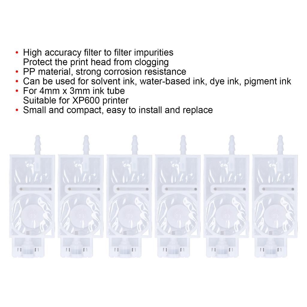 6Pcs Ink Damper Solvent Inkjet Head Rectangular PP Damper Replacement for  600 Printer
