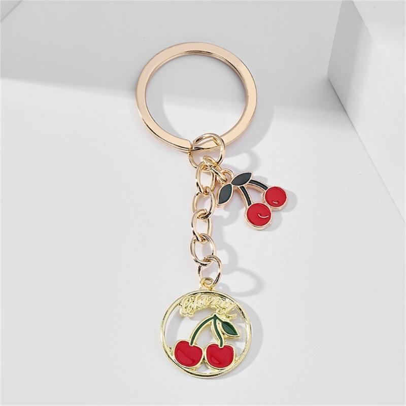 Lovely Keychains Cherry Heart Plant Fruit Keyrings Pendant Designs for Trendy Women And Girls As Friendship Gifts