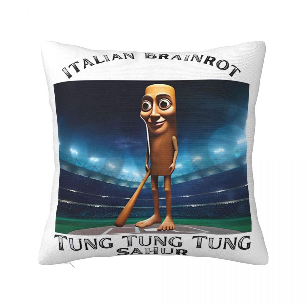 Tung Tung Tung Sahur Square Pillow Case Italian Brainrot Meme Cushion Covers Fashion Decorative Pillowcover for Seat 18