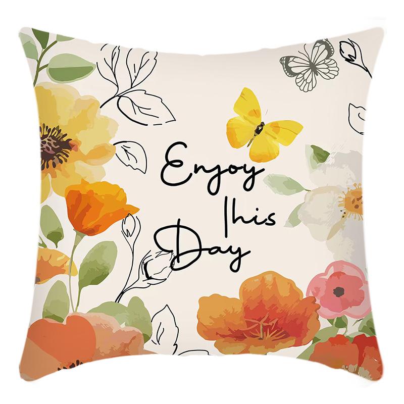 New Green Plants, Flowers and Plants Printed Letters Printed Pillowcases, Home Sofa Cushion Covers