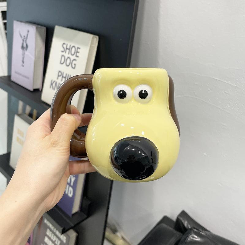 Super cute hand-painted master dog ceramic mug high value large capacity children's breakfast milk cup cartoon cup