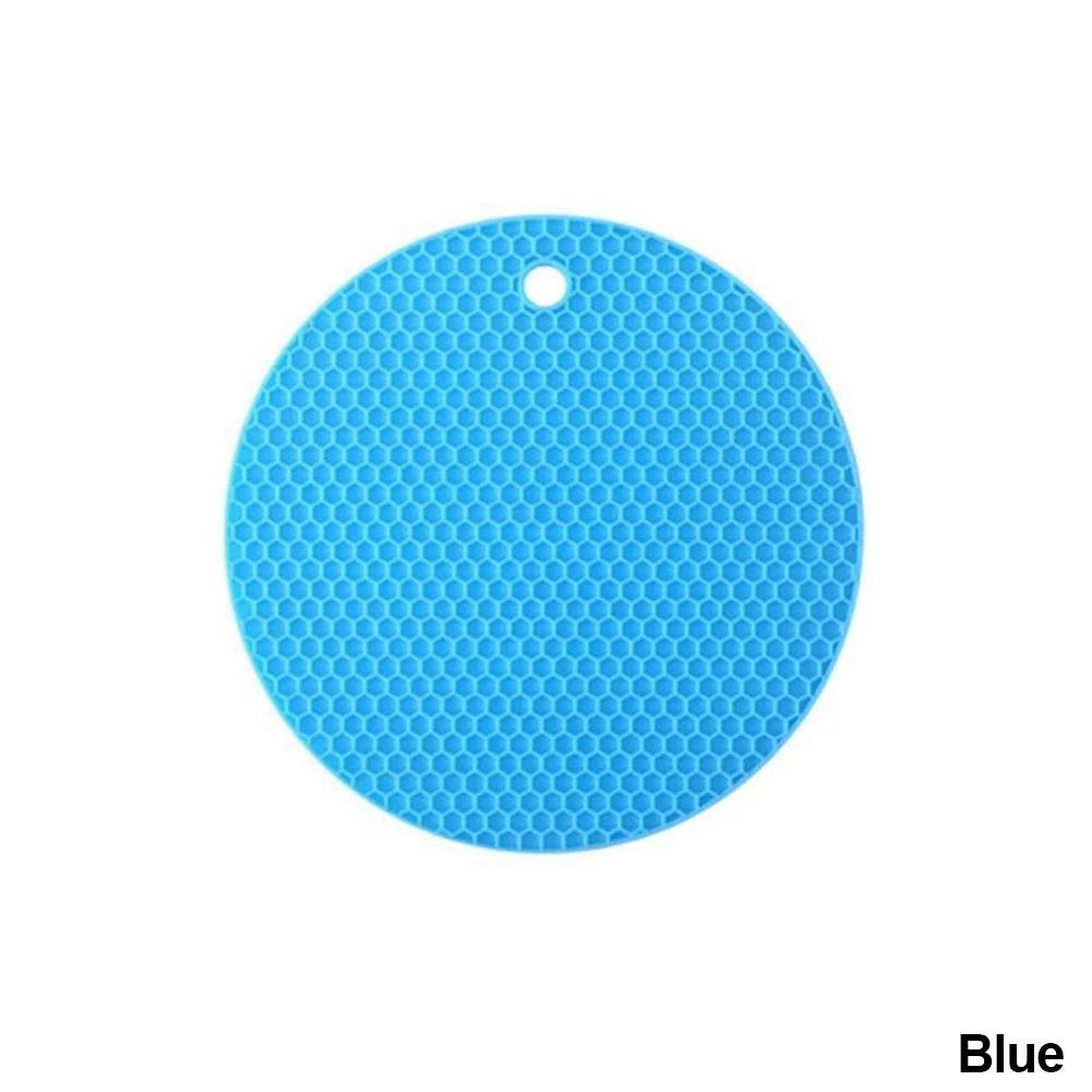 

18/14 см круглый силиконовый коврик для стола, очень толстая подставка для открытых банок, сотовая подставка под горячее, подставка под кофейную чашку, креативная кухонная подставка для кастрюль 14.5cm синий