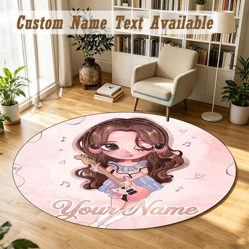 Round Rug Custom NameOlivia Rodrigo Pattern Non Slip Carpet Home Floor Decor