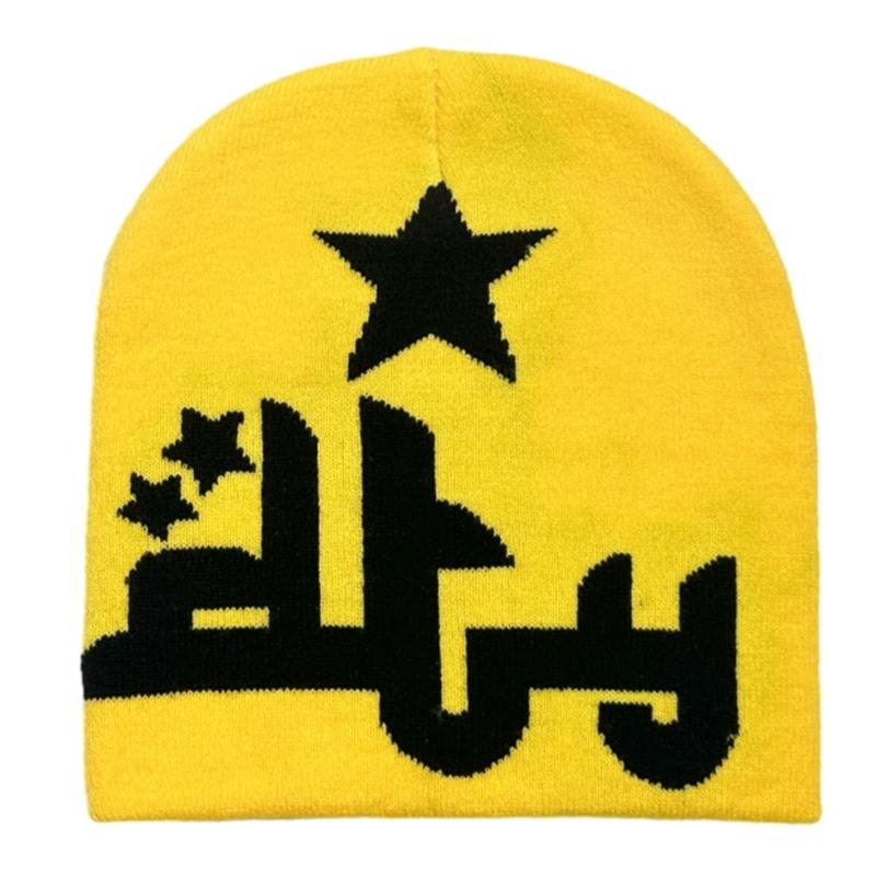 Casual Jacquard Star Hat Knit Windproof Hat for Adult Autumn Winter Cycling