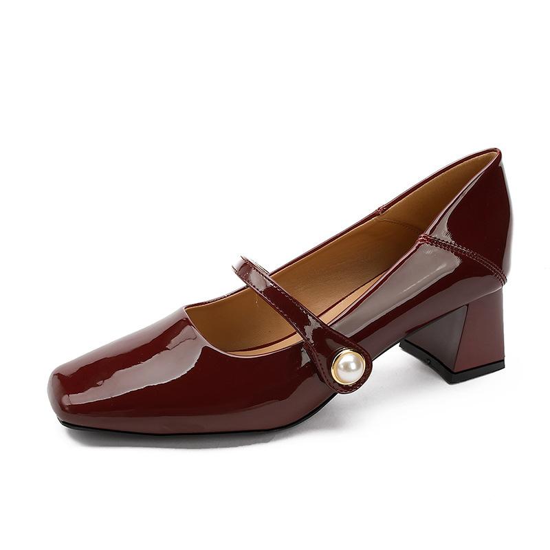 Fashion Women Mary Jane Heels Shoes 2024 New Fashion Solid Chunky Heeled Shoes for Women Spring Luxury Party Wedding Ladies Shoes