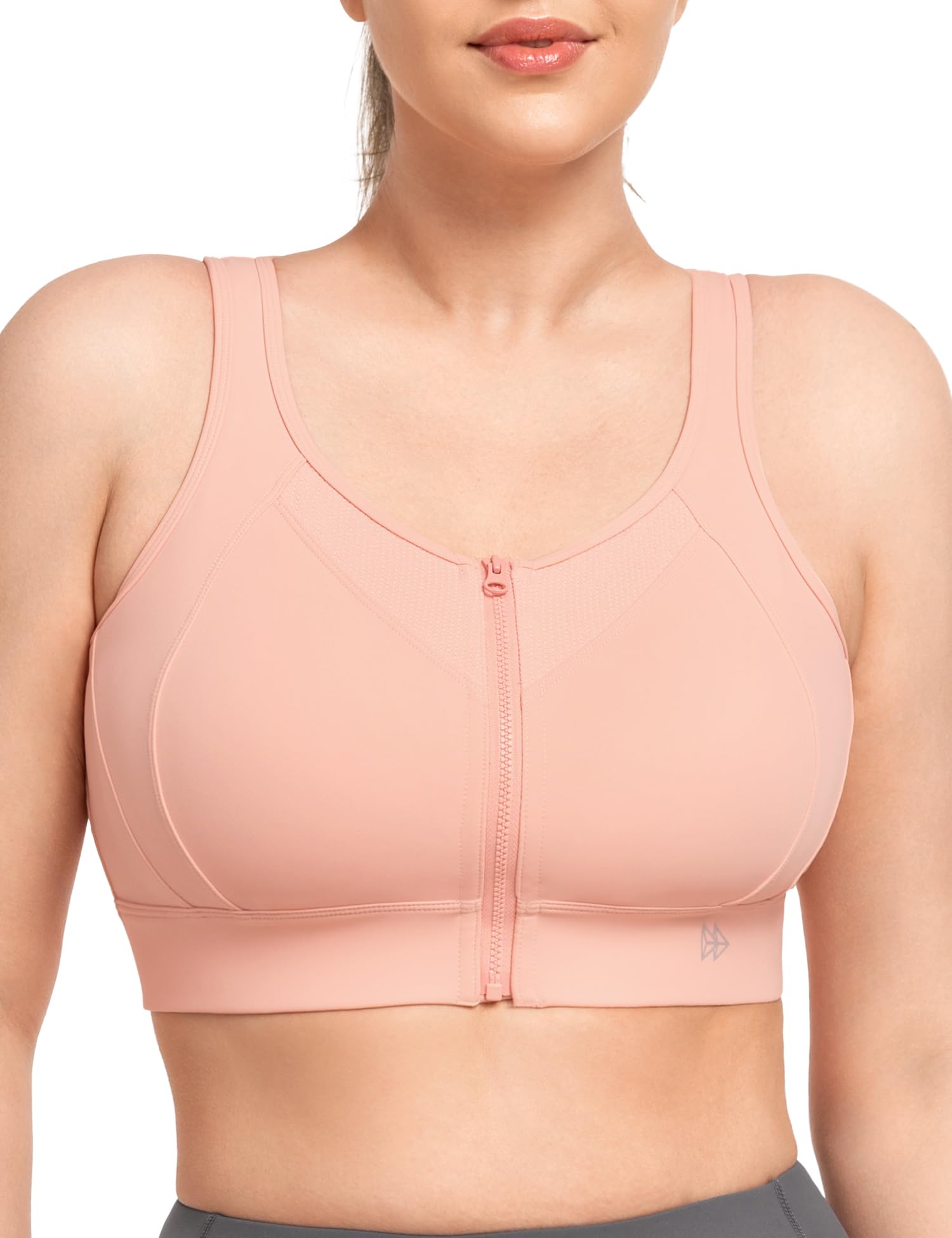 

Yvette Sports High Plus No Integrated Sports L Pink Women s Bra, No-Slip, Front-Opening, Support, Size, Wire, Cup, Mesh, Sweat-Wicking, Quick-Drying,