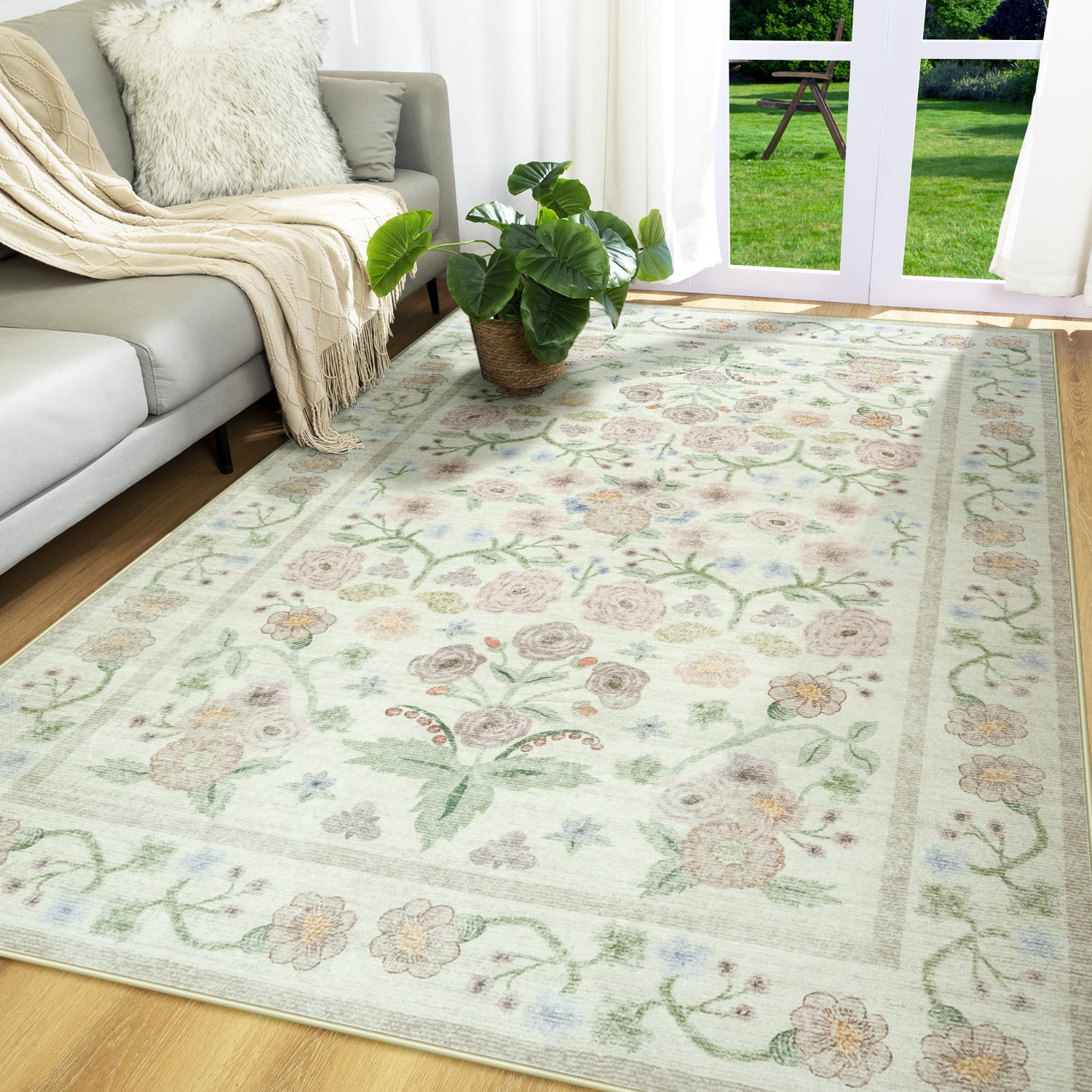 New Vintage Floral Rugs Soft Accent