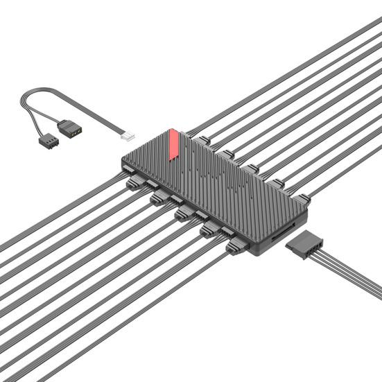 ARGB Fan Hub Ports PWM Temperature with 10 Control Speed Regulation Energy Saving