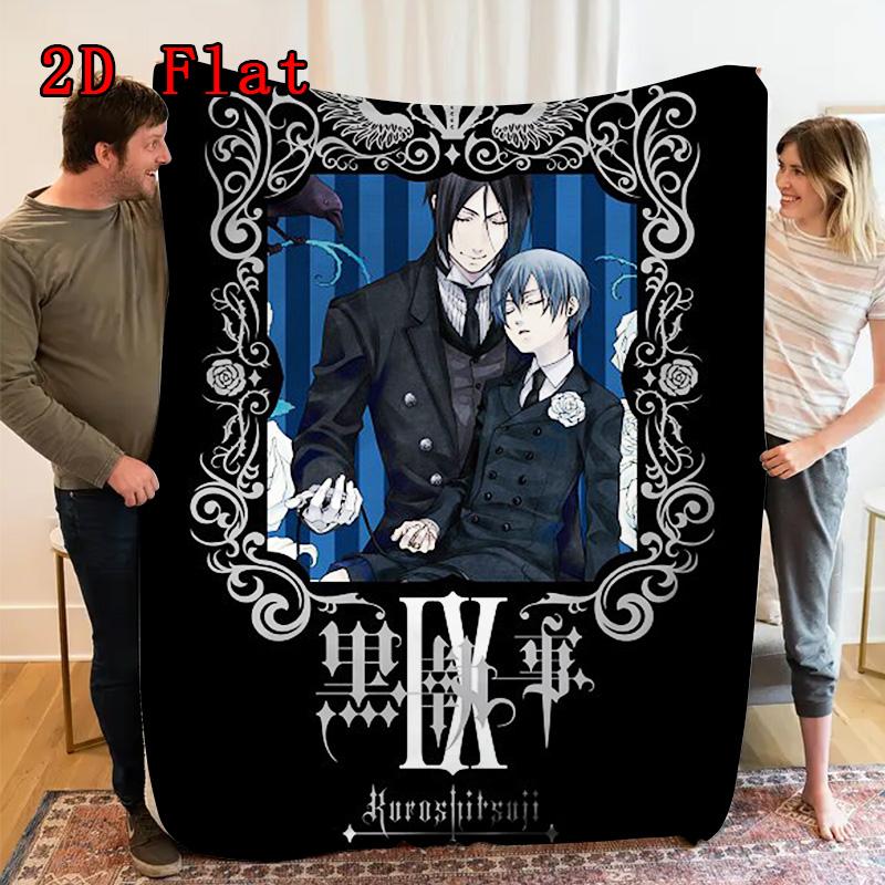 Black Butler 2D Flat Pattern Flannel Blanket High Quality All Seasons Warmth and Comfort Perfect for Christmas Gifts.NMT0928341