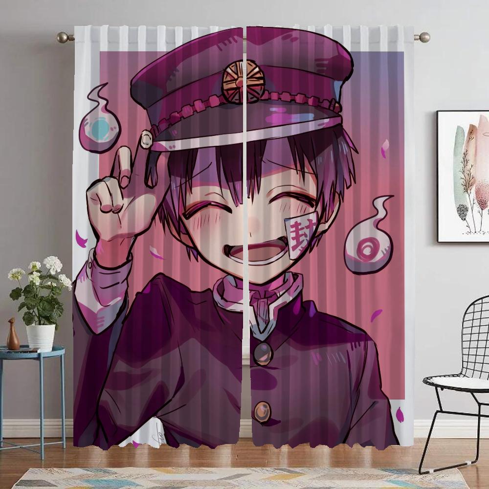 Hanako Kun Curtains for Bedroom Elegant Room Curtains 2 Pieces Window Curtain Shades Halloween Decoration Partition Living Child