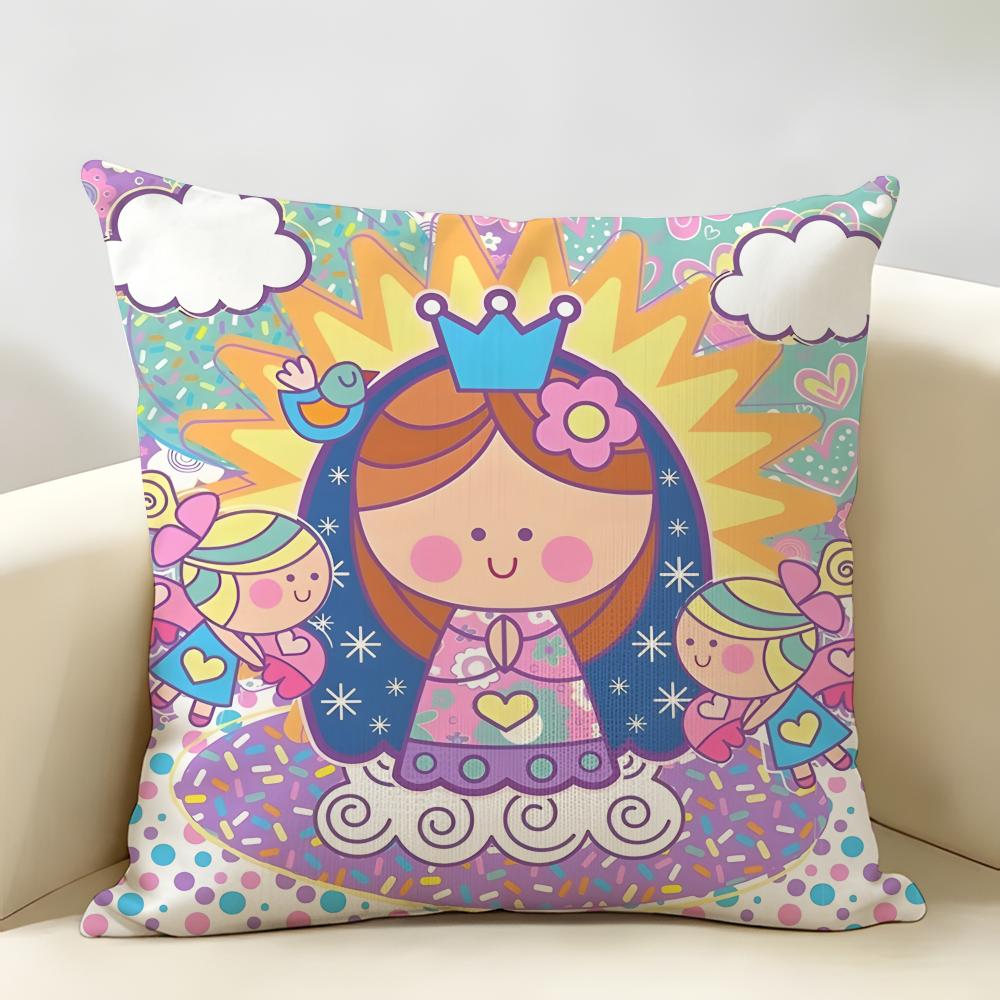 Virgin Mary Art CUTE Cushion Cover Natural Linen Organic Fabric DoubleSided Printing Room Sofa Decor Pillow Case