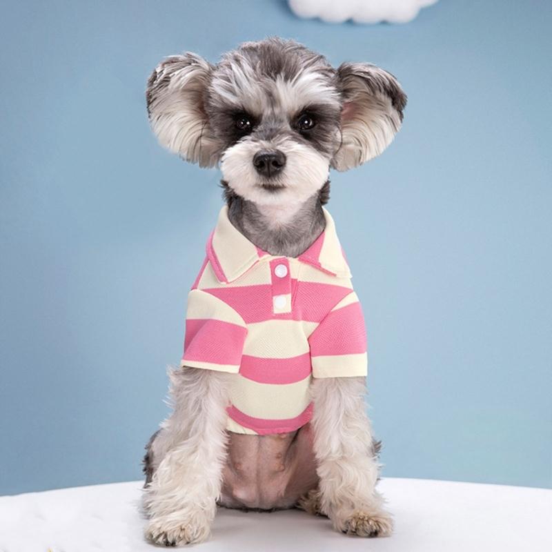 Small Dog PoloShirt Two-Leg Casual Stripe Shirt Puppy Costume Summer T-Shirt Fashion Clothes for Bichon FrenchBull dog