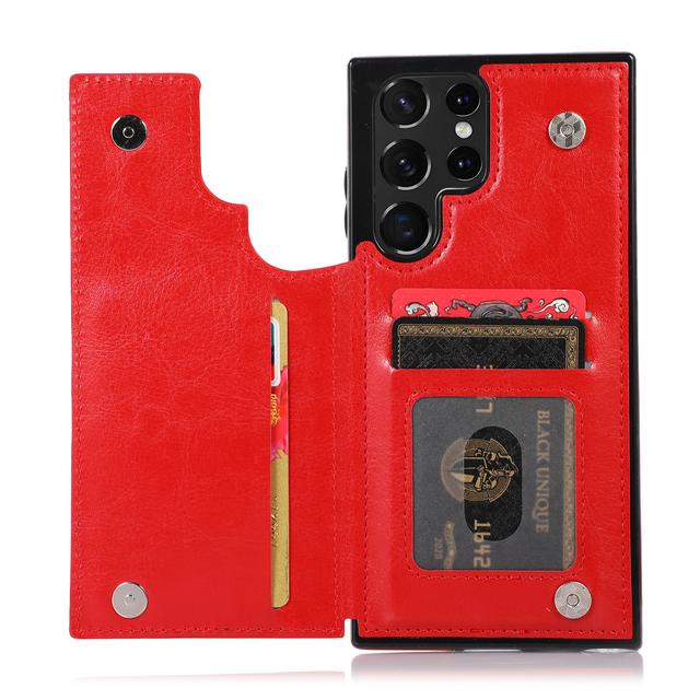 

Для Samsung Galaxy S22 Ultra чехол-кошелек ID слот для кредитных карт держатель для наличных карман рукав из искусственной кожи чехол с магнитной застежкой for Galaxy S21 Ultra красный