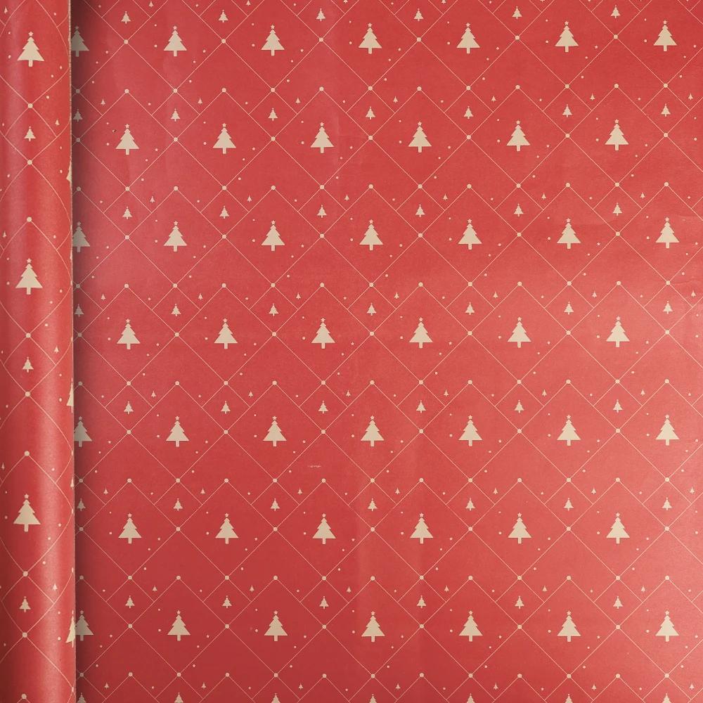1/10rolls Christmas Kraft Wrapping Paper Red Green DIY Xmas Tree Santa Claus Snowflake Patterns Gifts Craft Packaging Party Home
