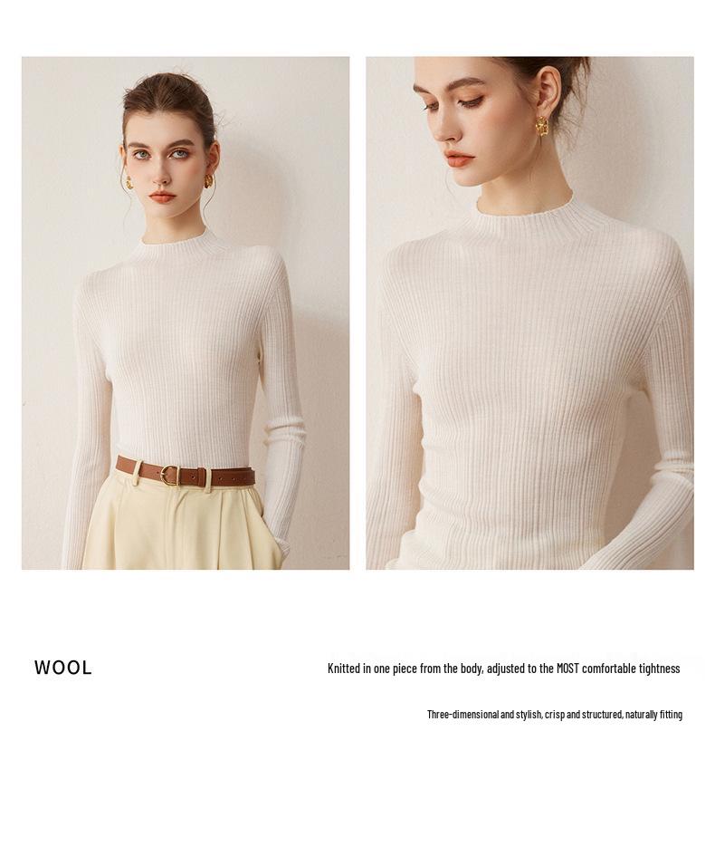 2026 Le Ka Sha Women's Autumn/Winter Wool Sweater Half-High Neck Pullover Base Layer