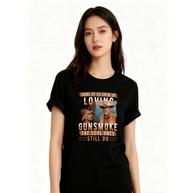 European sizes VAdd Men's Black Fashion Street T-shirts printed with some of us are cool people who grew up watching "Gun Smoke"