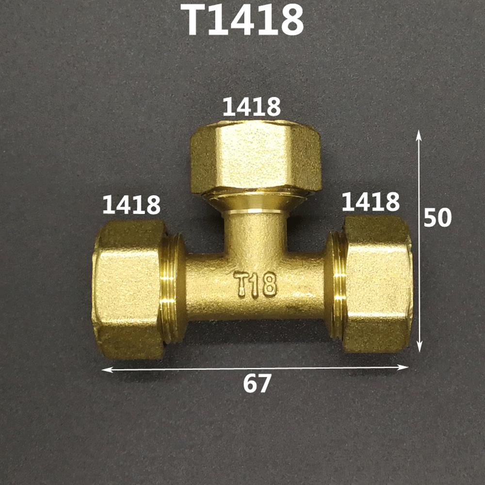 Brass Compression Tee Pex 1216/1418/1620/2026/2632 Pipe Fitting Equal Reduced Aluminum Plastic Pipe Fittings for Floor Heating