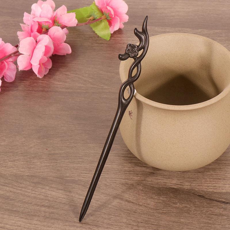 Retro Black Wood Bridal Hair Stick Handmade Fashion Simple Hair Pin for Women Wedding Anniversary Celebration