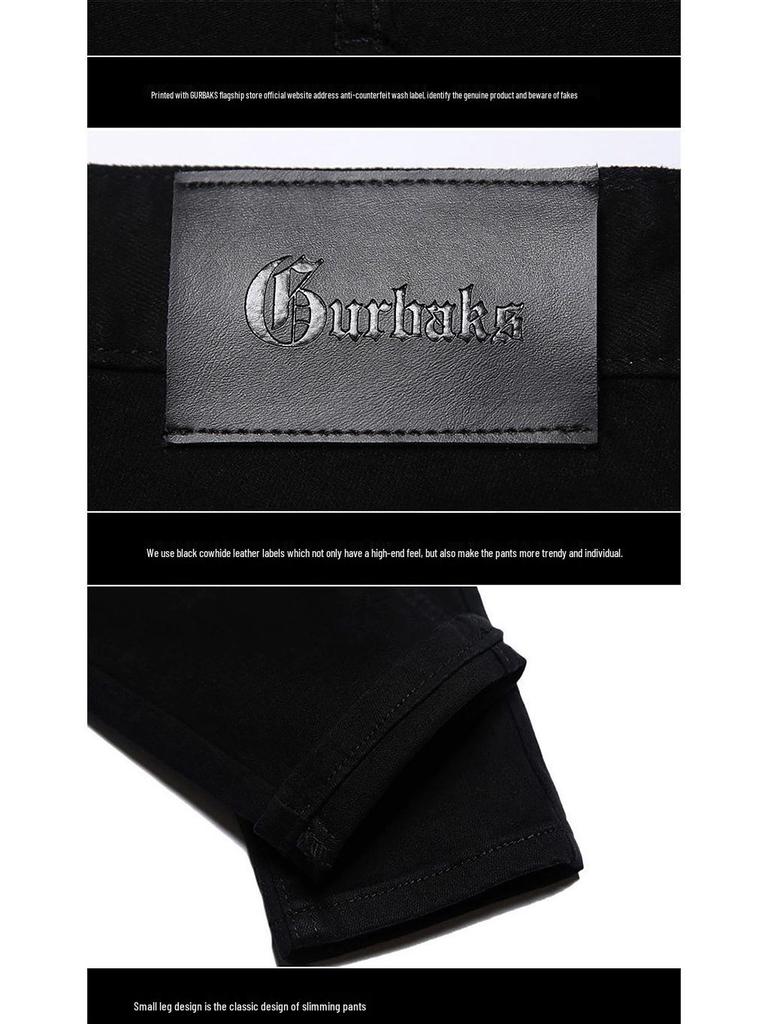 GURBAKS Мужские черные джинсы скинни облегающего кроя – Эластичные повседневные модные длинные брюки