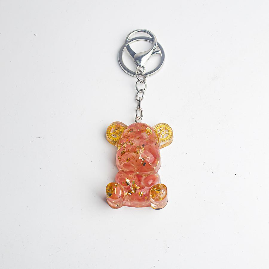 Crystal Stone Bear Pendant With Natural Gemstones For Car Keychain And Gift Use