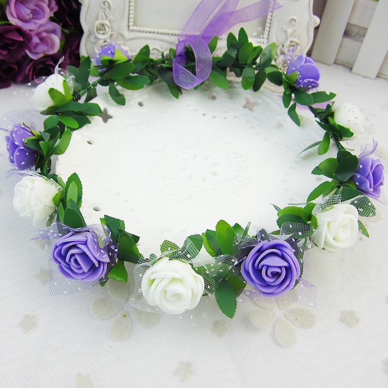 Rose Blumen Krone Stirnband Kranz Mädchen Stirnband Blumen Für Party Hochzeit Braut Dekor Haarband Kopfbedeckung Prom Kopf Wrap