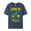 Kids Young Farmer Funny Tractor Boy On Grandpas Tractor Mens Shirts Graphic Tee Mens Clothes Classic