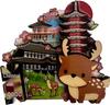 Japanese Epoxy Wood Refrigerator Magnets - Cute Cartoon Cultural Souvenirs, Soft Magnetic