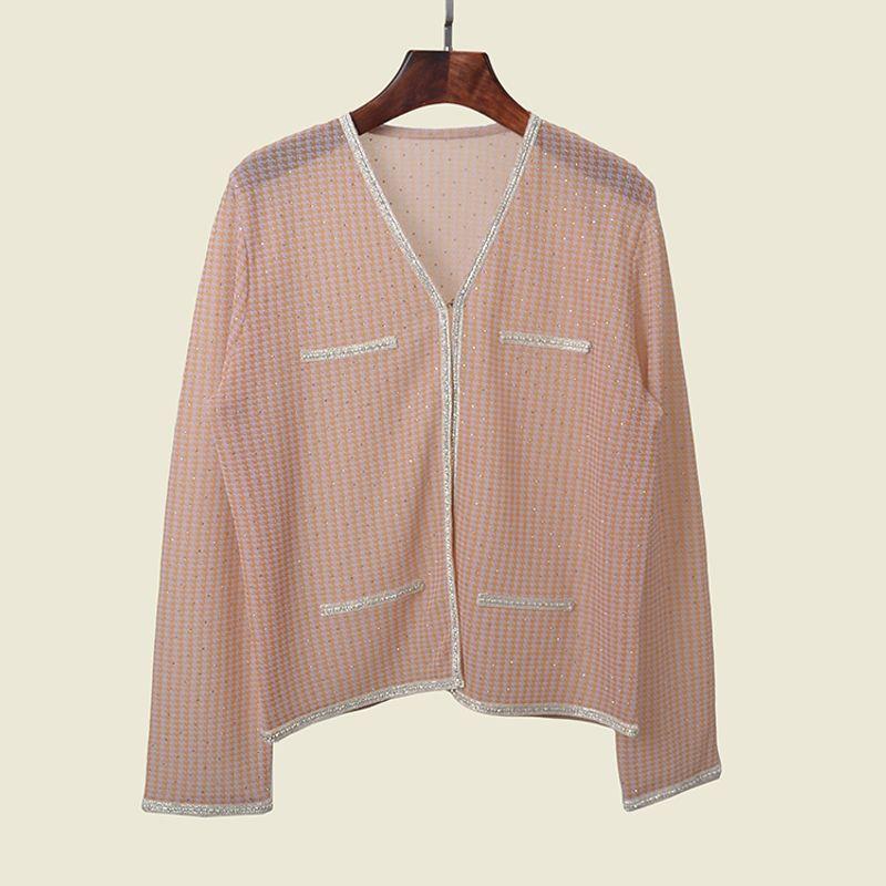 

Luxury Brand Leak-Picking Italian Brand Long sleeve Thin Two-piece Suit Temperament Outdoor Cardigan A Word Skirt Cardigan L