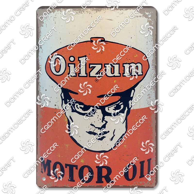 Motor Oil Poster Vintage Metal Plate Energol Oilzum Car Parts Oil Change Metal Tin Signs Wall Decor Garage Club Man Cave