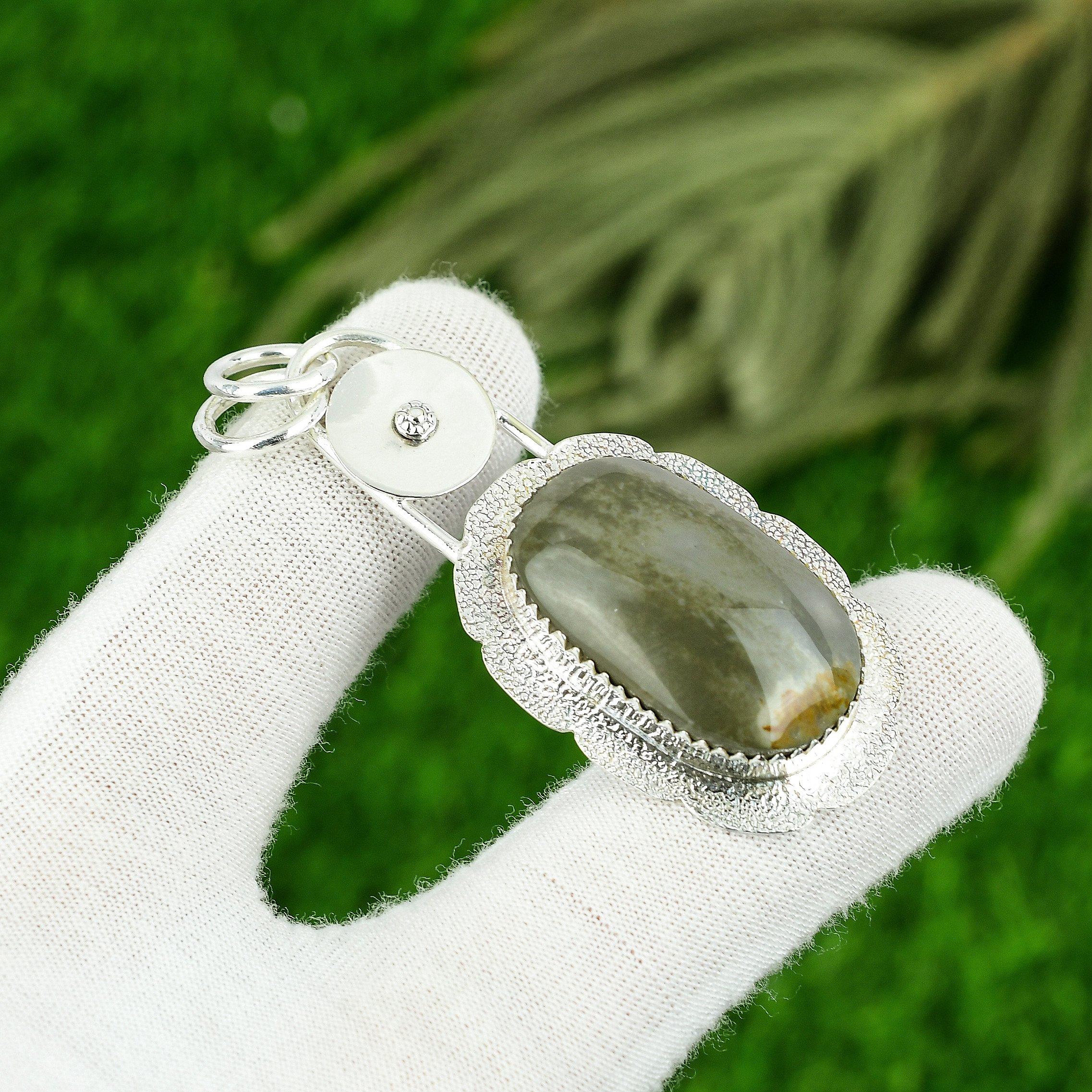 

925 Silver Natural Polychrome Jasper Bezel Anniversary Wife Boho Pendant Jewelry