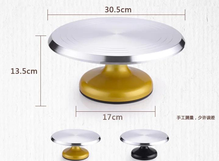 Multiple Size Cake Turntable Revolving Rotating Cake Decorating Stand with Non-Slip Silicone Bottom silver