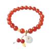 Qian Jing Wan Ma Natural Red Agate Jade Beaded Women's Bracelet