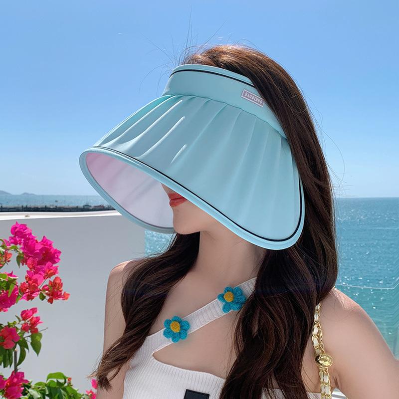 

Ракушка шляпа с широкими полями летняя женская шляпа от солнца с защитой от УФ-лучей шляпа от солнца шляпа с открытым верхом детская 8494 небесно-голубой