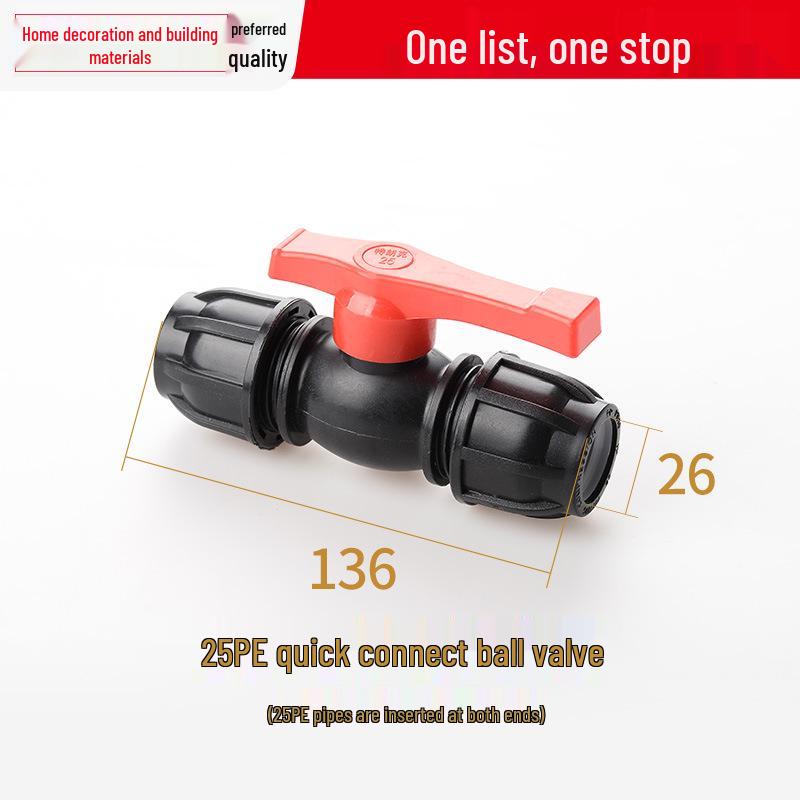 PE Ball Valve Quick Connector - Emergency Repair Valve for 20/25/32 Plumbing Fittings (Tap Water Pipe Accessories)