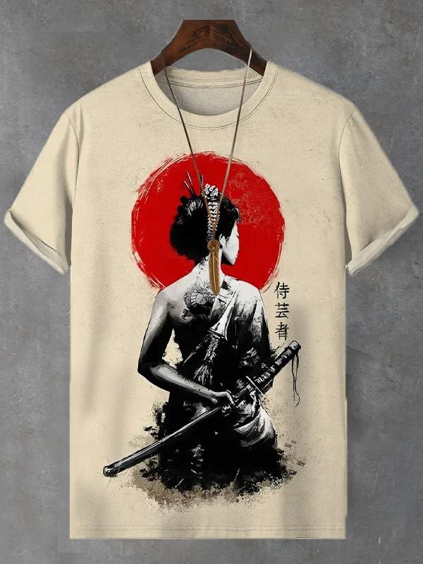 Herren Japanische Ukiyo-E Bedruckte T-Shirts Kurzarm Tees Tops 3D-Druck O-Ausschnitt Shirt Sommer Lässig Herrenbekleidung