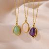 Aesthetic Opal Oval Necklace For Women Gold Color Chain Stone Pendant Necklace Stainless Steel Jewelry Wedding Gift Bijoux Femme