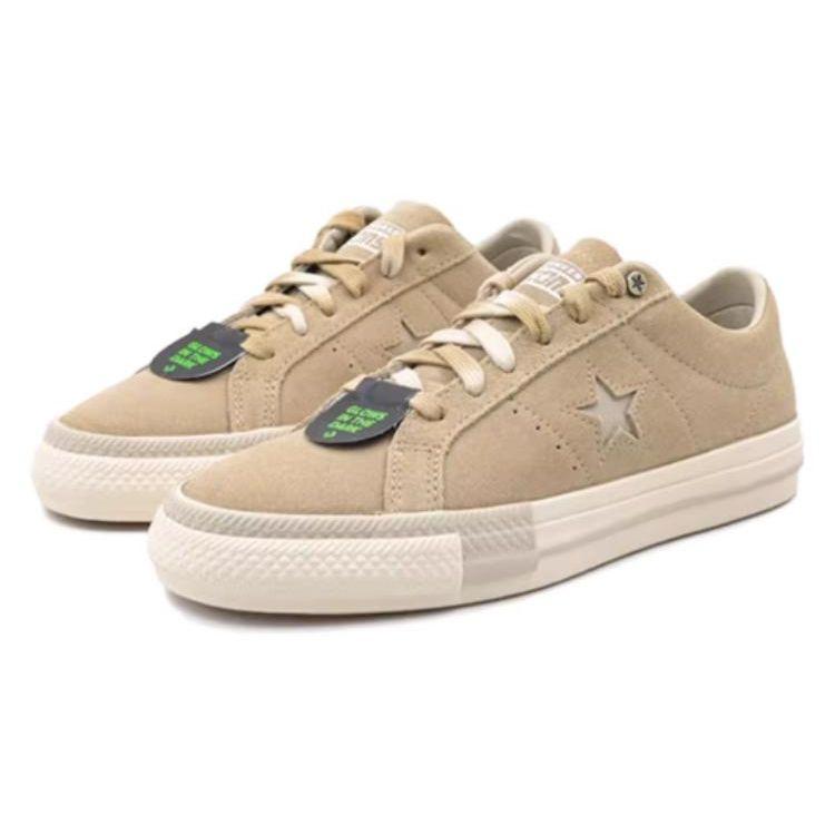 Converse One Star Round Toe Lace-Up Warm Non-Slip Wear-Resistant Low-Top Skate Shoes Unisex Sneakers Khaki A07973C
