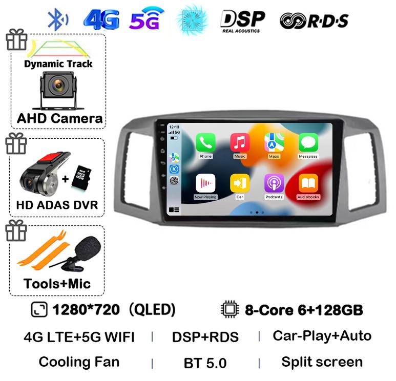 Android 14 Carplay Auto WIFI+4G For JEEP Grand Cherokee 2004 2005 2006 2007 Car Radio Multimedia Video Player GPS Stereo Audio
