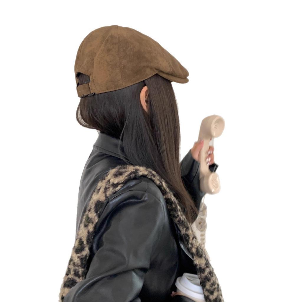 Korean Style Suede Forward Hat for Women In Autumn and Winter Design Shows Small Big Head Without Duck Tongue Beret