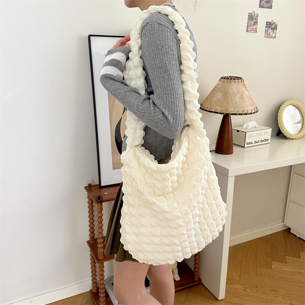 Bubble Pleated Large Capacity Crossbody Bag for Women - 2023 Canvas College Commuter Bag