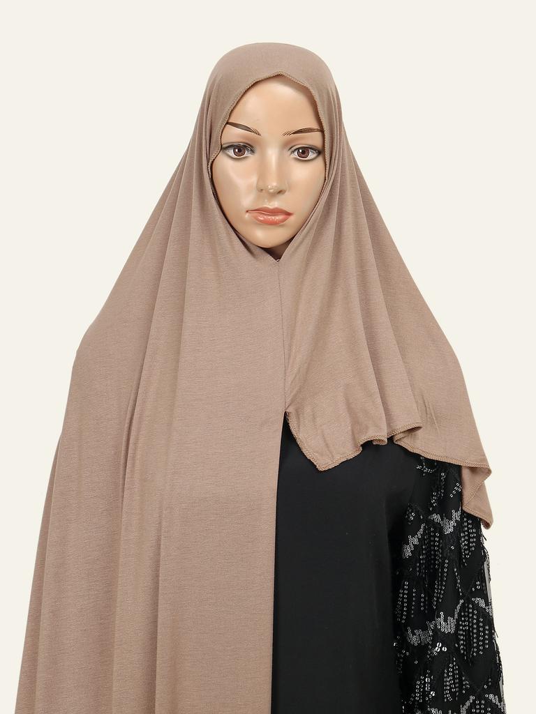 Solid Modal Jersey Instant Hijab Scarf Muslim Woman Bonnet Hijab Shawl Lady Soft Long Wraps Church Prayer Turban Headband