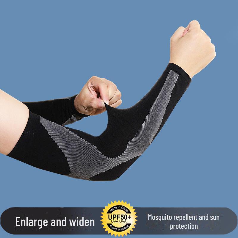 Unisex Pruhované Rukávy na Ruce z Ledového Hedvábí - Prodyšné, Vysoce Elastické Ochrana před Sluncem pro Řízení a Cyklistiku