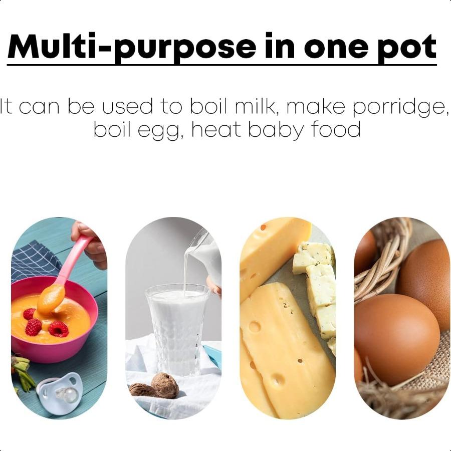 0.6qt Mini Enamel Milk Pot Insulated Wooden Handle 2 Pour Spouts Small Food Warmer Cute Saucepan D015White