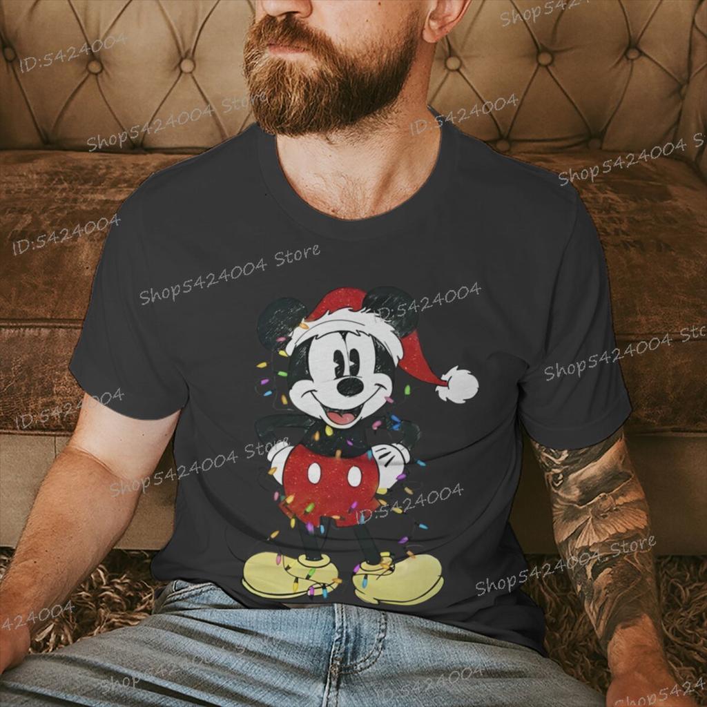 Women Men Mickey Minnie Christmas Shirt Cartoon Graphic Merry Christmas Couple Matching Tshirts