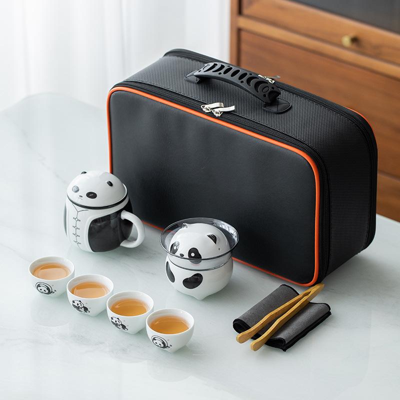 Ceramic Kung Fu Impression Panda Travel Tea Set Business Enterprise Company Merchandise Festival Creative High-end Gifts